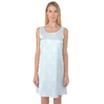 Polka Dots - White on Bubbles Cyan Sleeveless Satin Nightdress