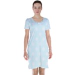 Polka Dots - White on Bubbles Cyan Short Sleeve Nightdress