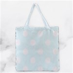 Polka Dots - White on Bubbles Cyan Grocery Tote Bag