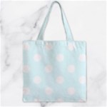 Polka Dots - White on Bubbles Cyan Zipper Grocery Tote Bag