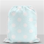 Polka Dots - White on Bubbles Cyan Drawstring Bag (Small)