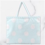 Polka Dots - White on Bubbles Cyan Zipper Large Tote Bag