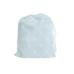 Polka Dots - White on Bubbles Cyan Drawstring Pouch (L)
