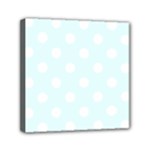 Polka Dots - White on Bubbles Cyan Mini Canvas 6  x 6  (Stretched)