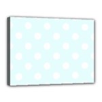 Polka Dots - White on Bubbles Cyan Canvas 16  x 12  (Stretched)