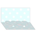 Polka Dots - White on Bubbles Cyan Twin Heart Bottom 3D Greeting Card (8x4)