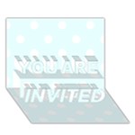 Polka Dots - White on Bubbles Cyan YOU ARE INVITED 3D Greeting Card (7x5)