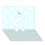 Polka Dots - White on Bubbles Cyan Ribbon 3D Greeting Card (7x5)