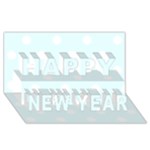 Polka Dots - White on Bubbles Cyan Happy New Year 3D Greeting Card (8x4)