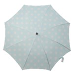 Polka Dots - White on Bubbles Cyan Hook Handle Umbrella (Small)