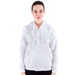 Polka Dots - Bubbles Cyan on White Women s Zipper Hoodie
