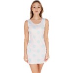 Polka Dots - Bubbles Cyan on White Bodycon Dress
