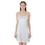 Polka Dots - Bubbles Cyan on White Satin Night Slip