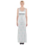Polka Dots - Bubbles Cyan on White Maxi Thigh Split Dress