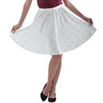 Polka Dots - Bubbles Cyan on White A-line Skater Skirt