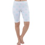 Polka Dots - Bubbles Cyan on White Cropped Leggings