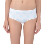 Polka Dots - Bubbles Cyan on White Mid-Waist Bikini Bottoms
