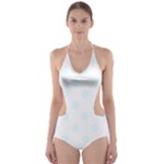 Polka Dots - Bubbles Cyan on White Cut-Out One Piece Swimsuit