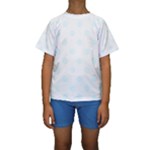 Polka Dots - Bubbles Cyan on White Kid s Short Sleeve Swimwear
