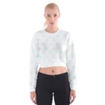 Polka Dots - Bubbles Cyan on White Women s Cropped Sweatshirt
