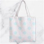 Polka Dots - Bubbles Cyan on White Zipper Grocery Tote Bag