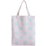 Polka Dots - Bubbles Cyan on White Zipper Classic Tote Bag