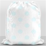 Polka Dots - Bubbles Cyan on White Drawstring Bag (Large)