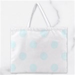 Polka Dots - Bubbles Cyan on White Zipper Large Tote Bag