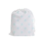 Polka Dots - Bubbles Cyan on White Drawstring Pouch (L)