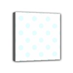 Polka Dots - Bubbles Cyan on White Mini Canvas 4  x 4  (Stretched)