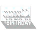 Polka Dots - Bubbles Cyan on White Happy Birthday 3D Greeting Card (8x4)