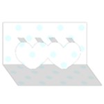 Polka Dots - Bubbles Cyan on White Twin Hearts 3D Greeting Card (8x4)