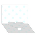 Polka Dots - Bubbles Cyan on White Heart Bottom 3D Greeting Card (7x5)