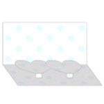 Polka Dots - Bubbles Cyan on White Twin Heart Bottom 3D Greeting Card (8x4)