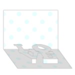 Polka Dots - Bubbles Cyan on White LOVE Bottom 3D Greeting Card (7x5)