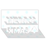 Polka Dots - Bubbles Cyan on White Merry Xmas 3D Greeting Card (8x4)