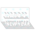 Polka Dots - Bubbles Cyan on White Happy New Year 3D Greeting Card (8x4)