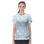 Polka Dots - White on Light Cyan Women s Sport Mesh Tee