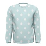 Polka Dots - White on Light Cyan Men s Long Sleeve T-shirt
