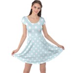 Polka Dots - White on Light Cyan Cap Sleeve Dress