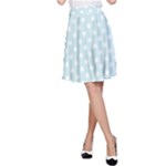 Polka Dots - White on Light Cyan A-Line Skirt