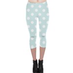 Polka Dots - White on Light Cyan Capri Leggings