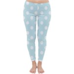 Polka Dots - White on Light Cyan Winter Leggings