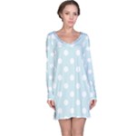 Polka Dots - White on Light Cyan Long Sleeve Nightdress