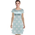 Polka Dots - White on Light Cyan Cap Sleeve Nightdress