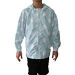Polka Dots - White on Light Cyan Hooded Wind Breaker (Kids)