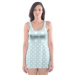 Polka Dots - White on Light Cyan Skater Dress Swimsuit