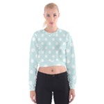 Polka Dots - White on Light Cyan Women s Cropped Sweatshirt