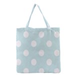 Polka Dots - White on Light Cyan Grocery Tote Bag