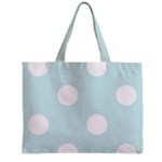Polka Dots - White on Light Cyan Zipper Mini Tote Bag